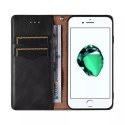 Étui à sangle aimantée pour iPhone SE 2022 / SE 2020 / iPhone 8 / iPhone 7 pochette portefeuille + mini lanière pendentif noir