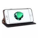 Étui à sangle aimantée pour iPhone SE 2022 / SE 2020 / iPhone 8 / iPhone 7 pochette portefeuille + mini lanière pendentif noir