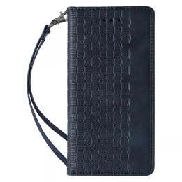 Étui à sangle magnétique pour iPhone SE 2022 / SE 2020 / iPhone 8 / iPhone 7 pochette portefeuille + mini lanière pendentif bleu