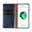 Étui à sangle magnétique pour iPhone SE 2022 / SE 2020 / iPhone 8 / iPhone 7 pochette portefeuille + mini lanière pendentif bleu