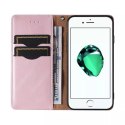 Étui à sangle magnétique pour iPhone SE 2022 / SE 2020 / iPhone 8 / iPhone 7 pochette portefeuille + mini lanière pendentif rose