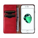 Étui à sangle magnétique pour iPhone SE 2022 / SE 2020 / iPhone 8 / iPhone 7 pochette portefeuille + mini lanière pendentif roug