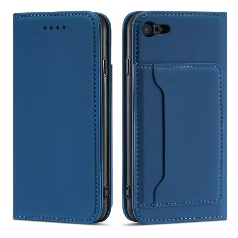 Étui pour cartes magnétiques pour iPhone SE 2022 / SE 2020 / iPhone 8 / iPhone 7 Housse Porte-cartes Porte-cartes Bleu