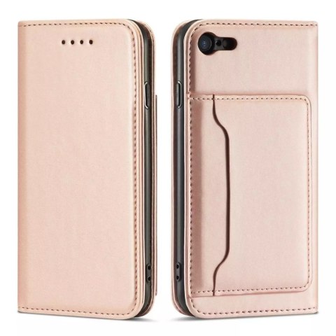 Étui pour cartes magnétiques pour iPhone SE 2022 / SE 2020 / iPhone 8 / iPhone 7 Housse Portefeuille Porte-cartes Rose