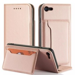 Étui pour cartes magnétiques pour iPhone SE 2022 / SE 2020 / iPhone 8 / iPhone 7 Housse Portefeuille Porte-cartes Rose