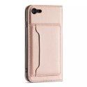 Étui pour cartes magnétiques pour iPhone SE 2022 / SE 2020 / iPhone 8 / iPhone 7 Housse Portefeuille Porte-cartes Rose