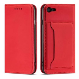 Étui pour cartes magnétiques pour iPhone SE 2022 / SE 2020 / iPhone 8 / iPhone 7 Housse Portefeuille Porte-cartes Rouge