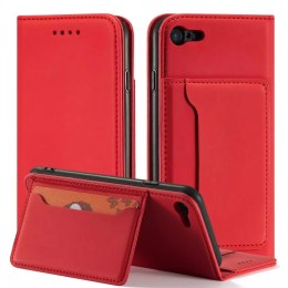 Étui pour cartes magnétiques pour iPhone SE 2022 / SE 2020 / iPhone 8 / iPhone 7 Housse Portefeuille Porte-cartes Rouge