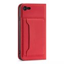 Étui pour cartes magnétiques pour iPhone SE 2022 / SE 2020 / iPhone 8 / iPhone 7 Housse Portefeuille Porte-cartes Rouge