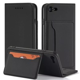 Étui pour cartes magnétiques pour iPhone SE 2022 / SE 2020 / iPhone 8 / iPhone 7 pochette portefeuille porte-cartes noir