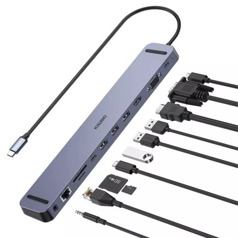 Adaptateur multifonctionnel pour station d&#39;accueil Choetech HUB USB Typ C 11in1 100W PD gris (HUB-M20)