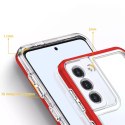 Coque transparente 3 en 1 pour Samsung Galaxy S21 FE Frame Cover Gel Rouge