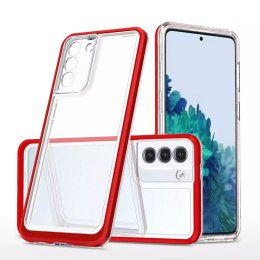 Coque transparente 3 en 1 pour Samsung Galaxy S22 + (S22 Plus) coque gel cadre rouge