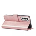 Magnet Case Housse élégante avec rabat et fonction de support pour Samsung Galaxy S22 Ultra rose