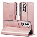 Magnet Case Housse élégante avec rabat et fonction de support pour Samsung Galaxy S22 Ultra rose