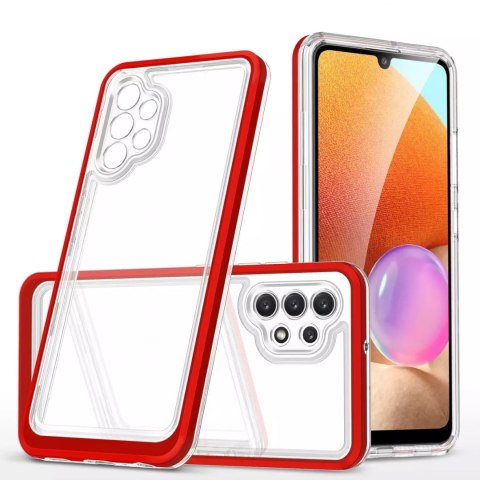 Coque transparente 3 en 1 pour Samsung Galaxy A32 5G Frame Gel Cover Rouge