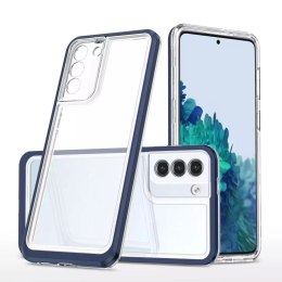 Coque transparente 3 en 1 pour Samsung Galaxy S21 + 5G (S21 Plus 5G) avec cadre en gel bleu