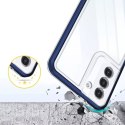 Coque transparente 3 en 1 pour Samsung Galaxy S21 + 5G (S21 Plus 5G) avec cadre en gel bleu