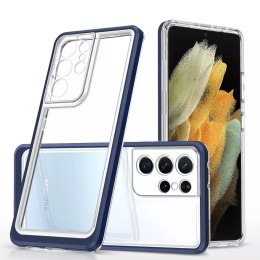 Coque transparente 3 en 1 pour Samsung Galaxy S21 Ultra 5G Frame Gel Cover Bleu