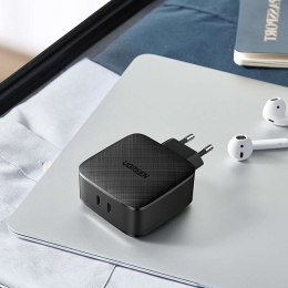 Ładowarka sieciowa UGREEN CD216, 2xUSB-C, 66W, PD (czarna)