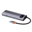 Baseus Metal Gleam Series multifunkční USB HUB 5v1 USB Type C PD 100W HDMI šedý (WKWG020013)