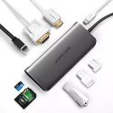 Ugreen 9v1 multifunkční HUB USB 3.2 Gen. 1 HDMI (4K @ 60 Hz) VGA (Full HD @ 60 Hz) Ethernet Čtečka karet TF / SD PD 100W USB Typ