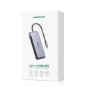 Ugreen multifunkční HUB 9v1 USB Typ C - HDMI, DP, VGA, 2 x USB, RJ45 Ethernet, čtečka karet SD / TF, USB Typ C PD 100W šedý (CM2