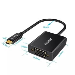 Choetech jednosměrný zástrčkový adaptér HUB USB typu C na VGA černý (HUB-V01)