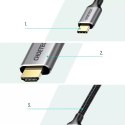 Choetech kit adaptér HUB USB Typ C - HDMI 2.0 (3840 x 2160 @ 60Hz) šedý (HUB-H12) + USB kabel Typ C - HDMI (3840 x 2160 @ 60Hz) 