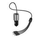Dudao 3in1 USB car charger 3,4 A built-in cable Lightning / USB Type C / micro USB black (R5ProN black)