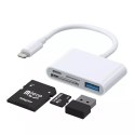 Joyroom HUB multifunkční OTG Lightning adaptér - USB 3.2 Gen 1 (3.0, 3.1 Gen 1) / SD, TF / Lightning čtečka karet bílá (S-H142 b