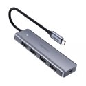 Ugreen HUB rozbočovač USB typu C - 4x USB 3.2 Gen 1 s napájecím portem USB typu C šedý (CM219 70336)