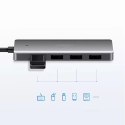 Ugreen HUB rozbočovač USB typu C - 4x USB 3.2 Gen 1 s napájecím portem USB typu C šedý (CM219 70336)