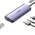 Ugreen multifunkční adaptér HUB USB Type C - 3 x USB / Ethernet RJ-45 / micro USB šedý (CM252)