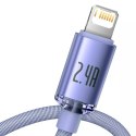 Baseus Crystal Shine Series kabel USB kabel pro rychlé nabíjení a přenos dat USB Typ A - Lightning 2,4A 1,2m fialový (CAJY000005