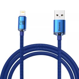 Baseus Crystal Shine Series kabel USB kabel pro rychlé nabíjení a přenos dat USB Typ A - Lightning 2,4A 2m modrý (CAJY000103)