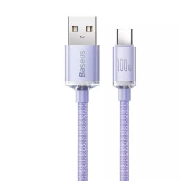 Baseus Crystal Shine Series kabel USB kabel pro rychlé nabíjení a přenos dat USB Typ A - USB Typ C 100W 1,2m fialový (CAJY000405