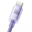 Baseus Crystal Shine Series kabel USB kabel pro rychlé nabíjení a přenos dat USB Typ A - USB Typ C 100W 1,2m fialový (CAJY000405