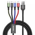 Baseus kabel USB 4v1 kabel, 2x Lightning / USB Type C / micro USB, nylonové opletení 3,5A 1,2m černý (CA1T4-A01)