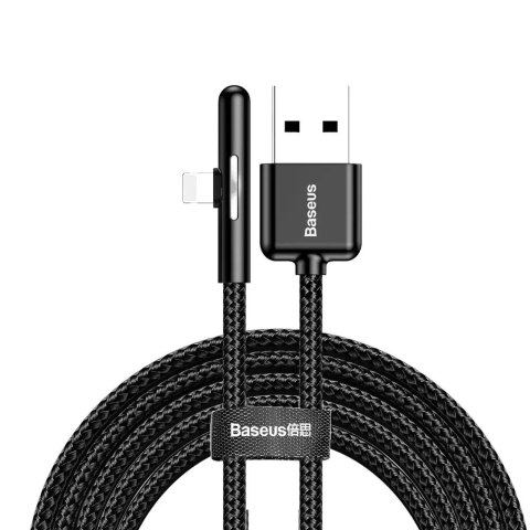 Baseus úhlový nylonový kabel USB Lightning kabel 1,5a 2m černý (cal7c-b01)