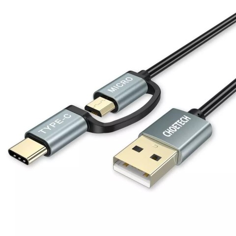 Choetech kabel 2v1 USB - USB Type C / micro USB kabel 1,2 m černý (XAC-0012-101BK)