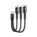 Joyroom 3v1 krátký kabel USB kabel - Lightning / USB typu C / micro USB 3.5A 15 cm černý (S-01530G9 LCM černý)