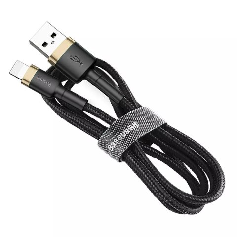 Kabel Baseus Cafule Odolný nylonový kabel USB / Lightning QC3.0 2,4A 1M černo-zlatá (CALKLF-BV1)