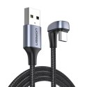 Ugreen nylonový úhlový kabel USB kabel - USB Typ C 1 m 3 A 18 W Quick Charge AFC FCP pro hráče šedý (70313)