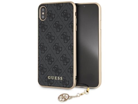 Etui Guess Charms Collection do iPhone XS Max szare ze złotą zawieszką