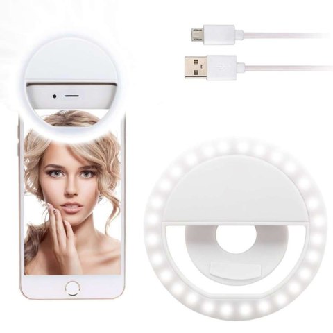 Lampa pierścieniowa do zdjęć Selfie Ring LED Lamp Biała