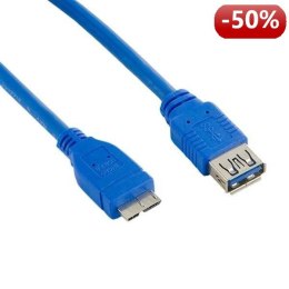 4World Kabel USB 3.0 AF- Micro BM 3.0m|niebieski