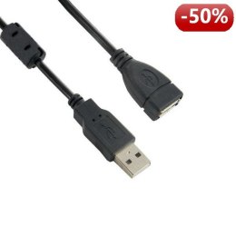 4World Kabel USB Przedłużacz pasywny 2.0 AM-AF Ferryt 5m|czarny