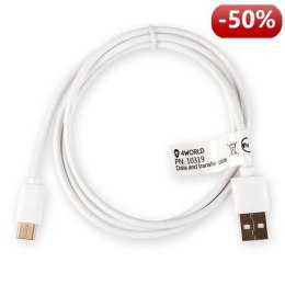 4World Kabel do ładowania i przesyłu danych, USB 2.0 M- USB C, 100cm, biały