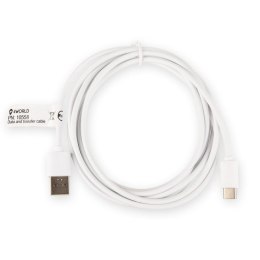 4World Kabel do ładowania i przesyłu danych, USB 2.0 M- USB C, 200cm, biały